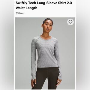 Lululemon swiftly tech long sleeve top in gray.